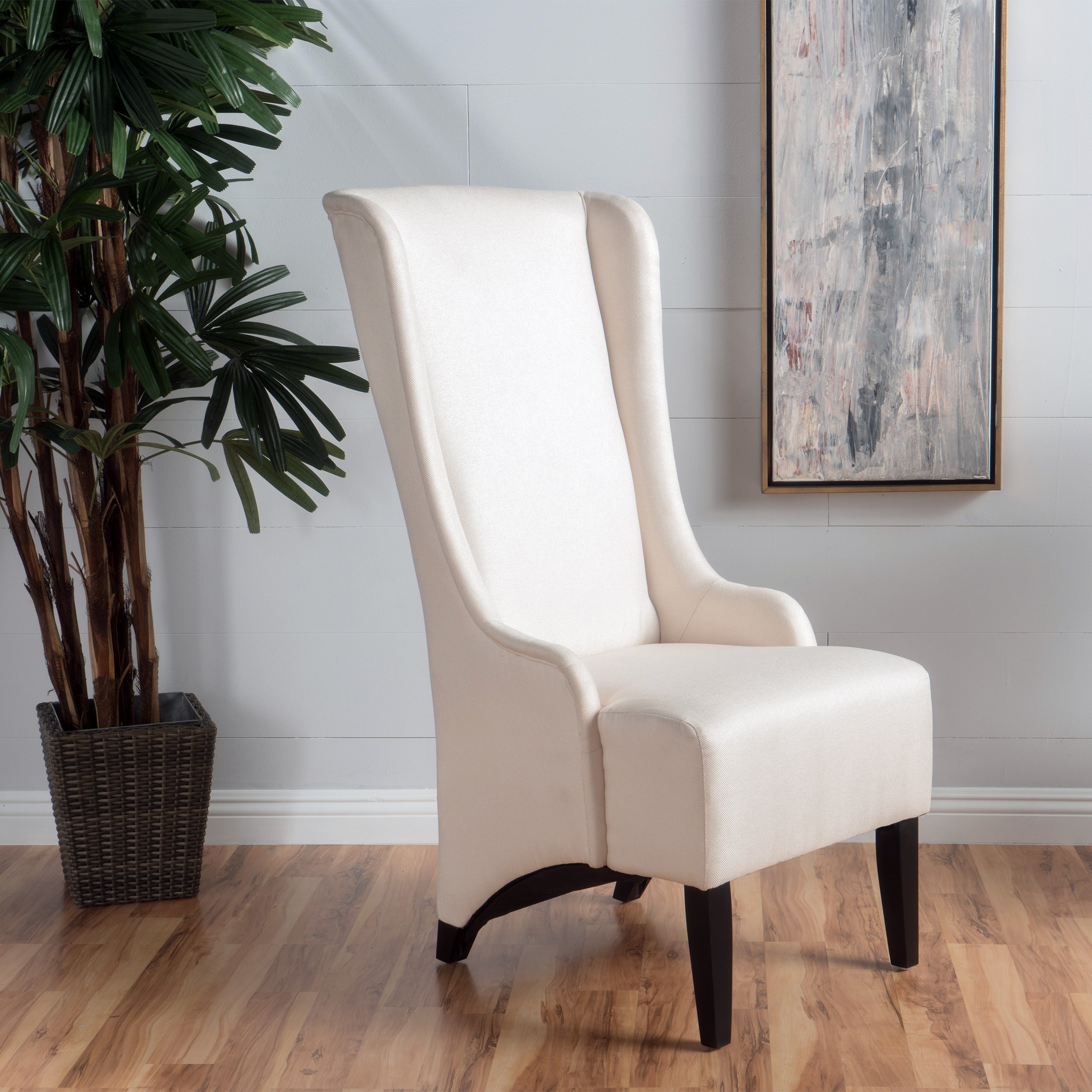 Alight Upholstered Dining Chair with High Back and Birch Wood Legs, Beige - Grand Goldman Shop