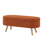 Luxury Oval Boucle Storage Ottoman Bench with Wood Legs 350lb Weight Capacity & Safety Hinge, for Living Room, Bedroom Entryway,ORANGE - Grand Goldman Shop