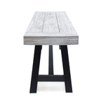 Tranquilizer Outdoor Acacia Wood Bench with Slat Panel Design, Sandblasted Light Gray + Black - Grand Goldman Shop