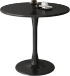 Black Round Table, Modern Dining Table, MDF Top and Steel Base Tulip Round Kitchen Table, Mid Century Coffee Table for Living Room 24 Inch, Kitchen Table, Oval Dining Table - Grand Goldman Shop