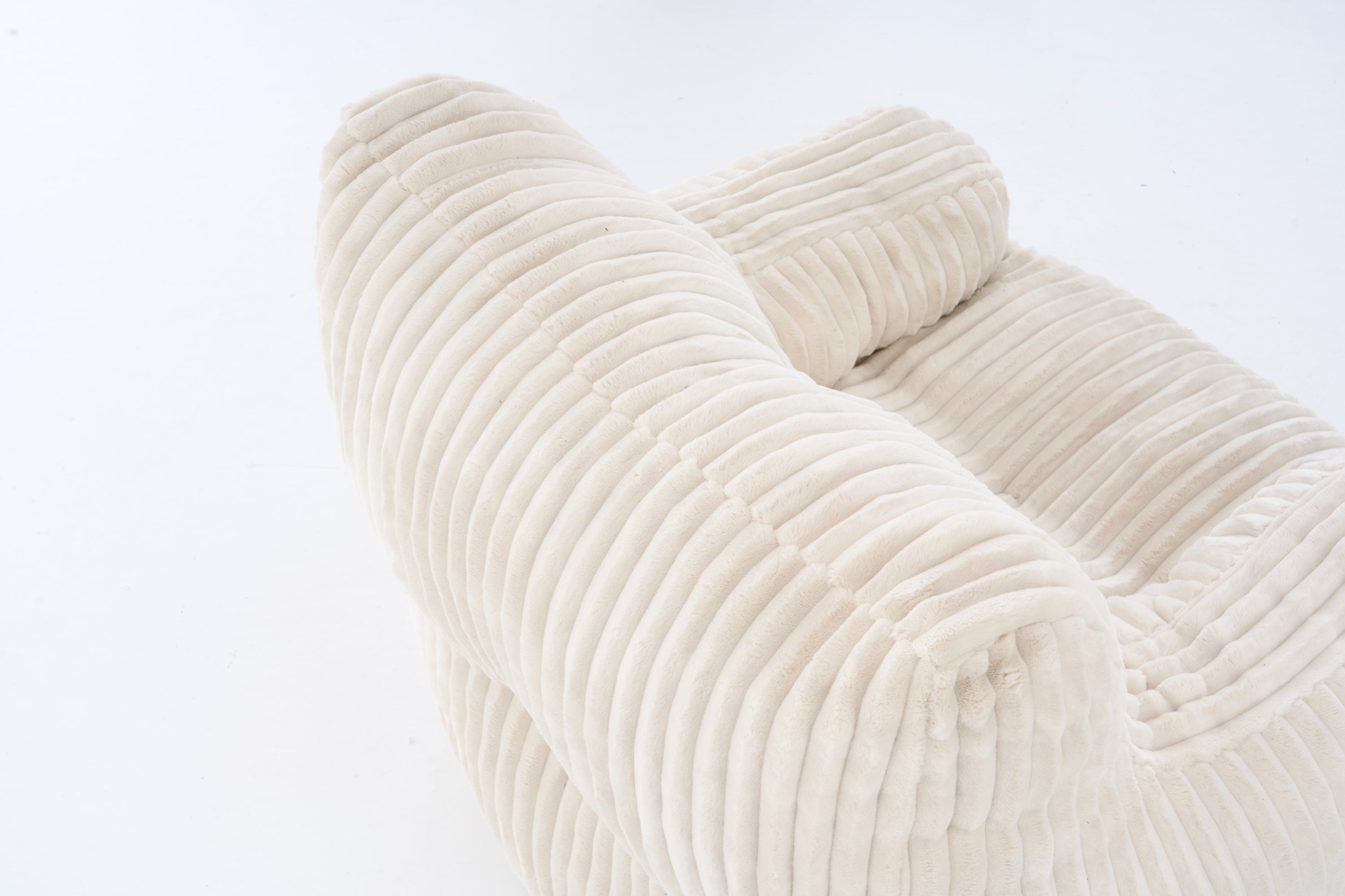 010-Soft Fluffy Corduroy Fabric Bean Bag Chair Filled With Memory Sponge,Beige - Grand Goldman Shop