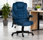 Velvet High Back Vibrating Massage Office Chair, Drak Blue | Premium Home Decor - Grand Goldman