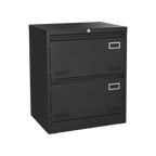 Modern Black Metal 2 Drawer Lateral File Cabinet with Lock for Home Office Use | Premium Home Decor - Grand Goldman