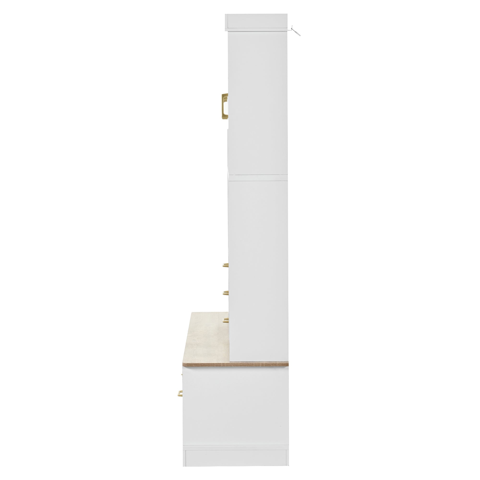 75'' H Entryway Hall Tree with Bench and Storage, 5-in-1 Modern Hall Tree with Coat Rack, 6 Drawers, 3 Cabinets and 3-Tier Top Storage for Hallway, Entryway, Living Room, Mudroom - Grand Goldman Shop
