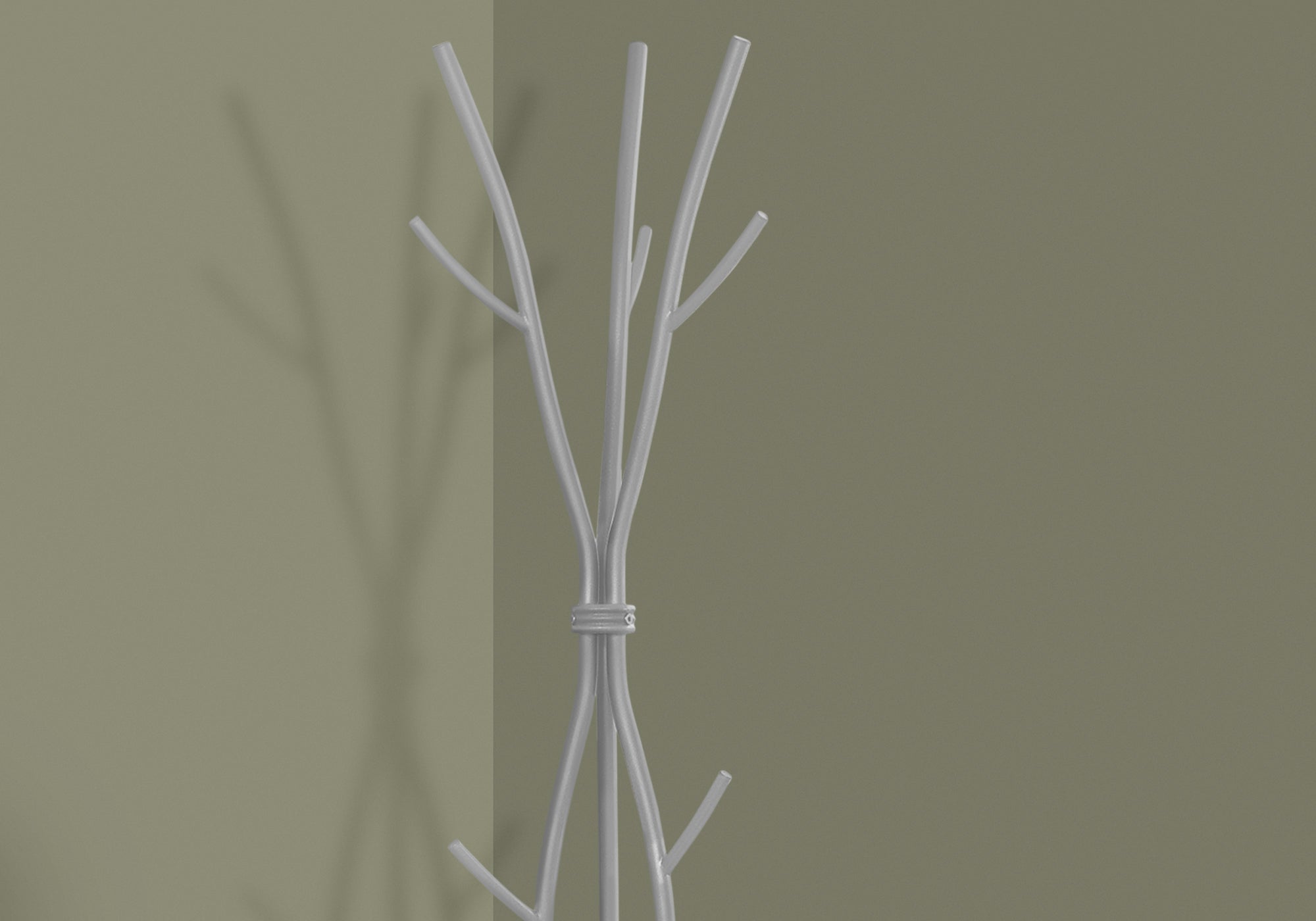 Coat Rack, Hall Tree, Free Standing, 11 Hooks, Entryway, 74'h, Bedroom, Grey Metal, Contemporary, Modern - Grand Goldman Shop