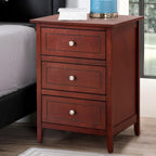 Transitional Cherry Nightstand for Bedrooms with Three Drawers and Durable Particle Board Construction - Grand Goldman Shop