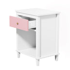 Pink+Golden Handle Wooden Nightstand 26.77''H with One Drawer One Shelf for Kids and Adults - Grand Goldman Shop