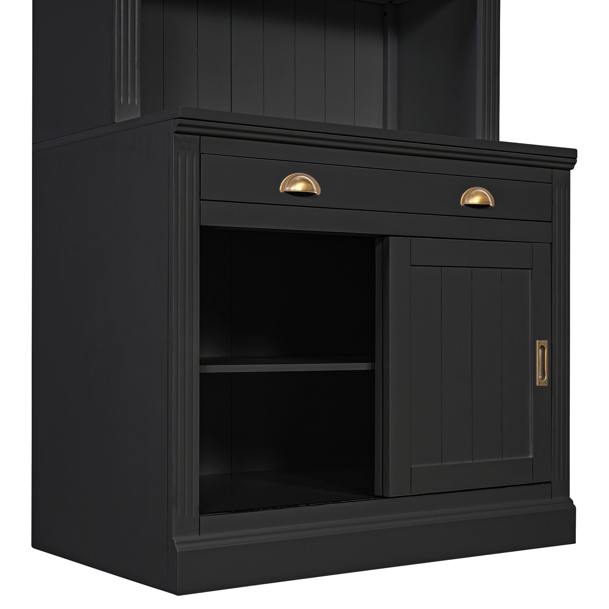 83.4'Tall Bookshelf with with 3 pieces LED Lighting, Modern Bookcase with Sliding Doors and Open Shelves,Storage Bookshelf fo