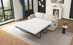 Beige Corduroy Sleeper Sofa Loveseat with Full Size Mattress, USB Ports, Cup Holders, Side Pockets, Phone Holder - Grand Goldman Shop