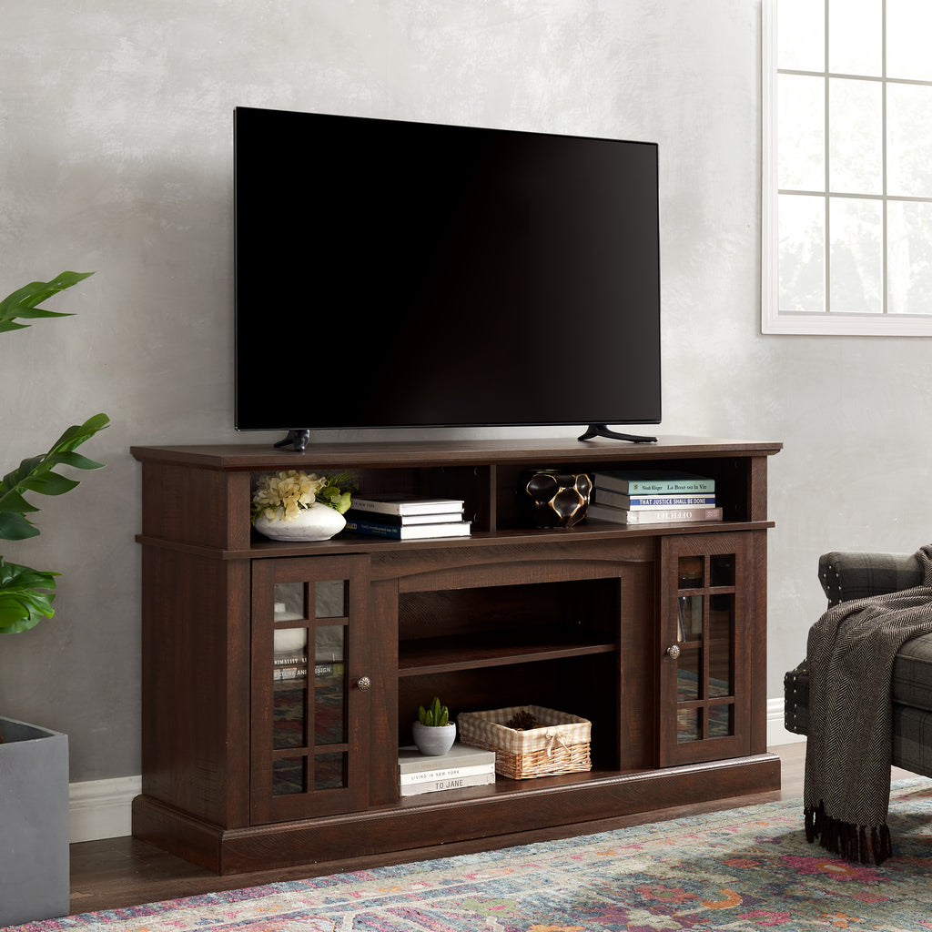 Classic TV Media Stand Modern Entertainment Console for TV Up to 65' with Open and Closed Storage Space, Espresso, 58.25'W*15.75'D*32'H - Grand Goldman Shop
