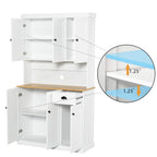 71' Kitchen Pantry Storage Cabinet with Microwave Oven Countertop, Freestanding Hutch Cabinet with Adjustable Shelves, 6 Doors and 1 Drawer-White - Grand Goldman Shop