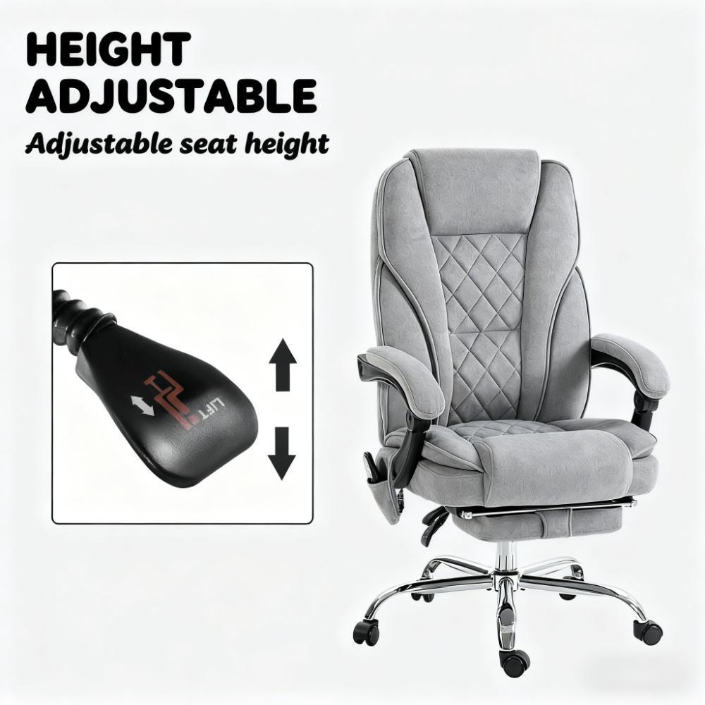 Heated Reclining Chair,Massage Office Chair with Adjustable Height,Footrest | Premium Home Decor - Grand Goldman