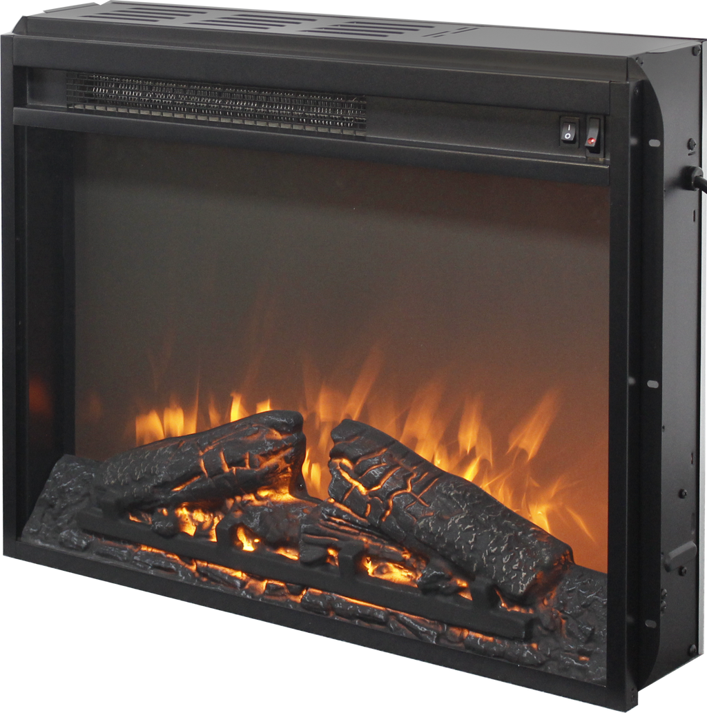 23 inch electric fireplace insert heater with log set & realistic flame, overheating protection without control - Grand Goldman Shop