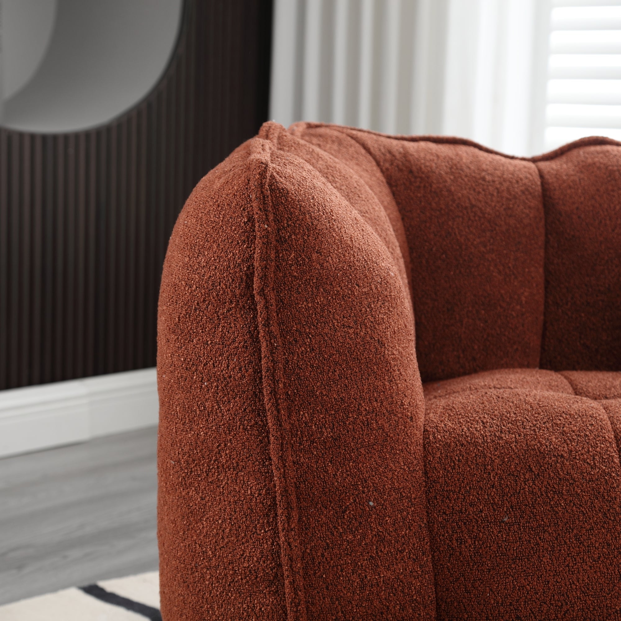 Soft Chenille Bean Bag Chair with High Resilient Foam for Living Room and Bedroom, Comfortable Square Lazy Sofa with Footstool for Adults - Grand Goldman Shop