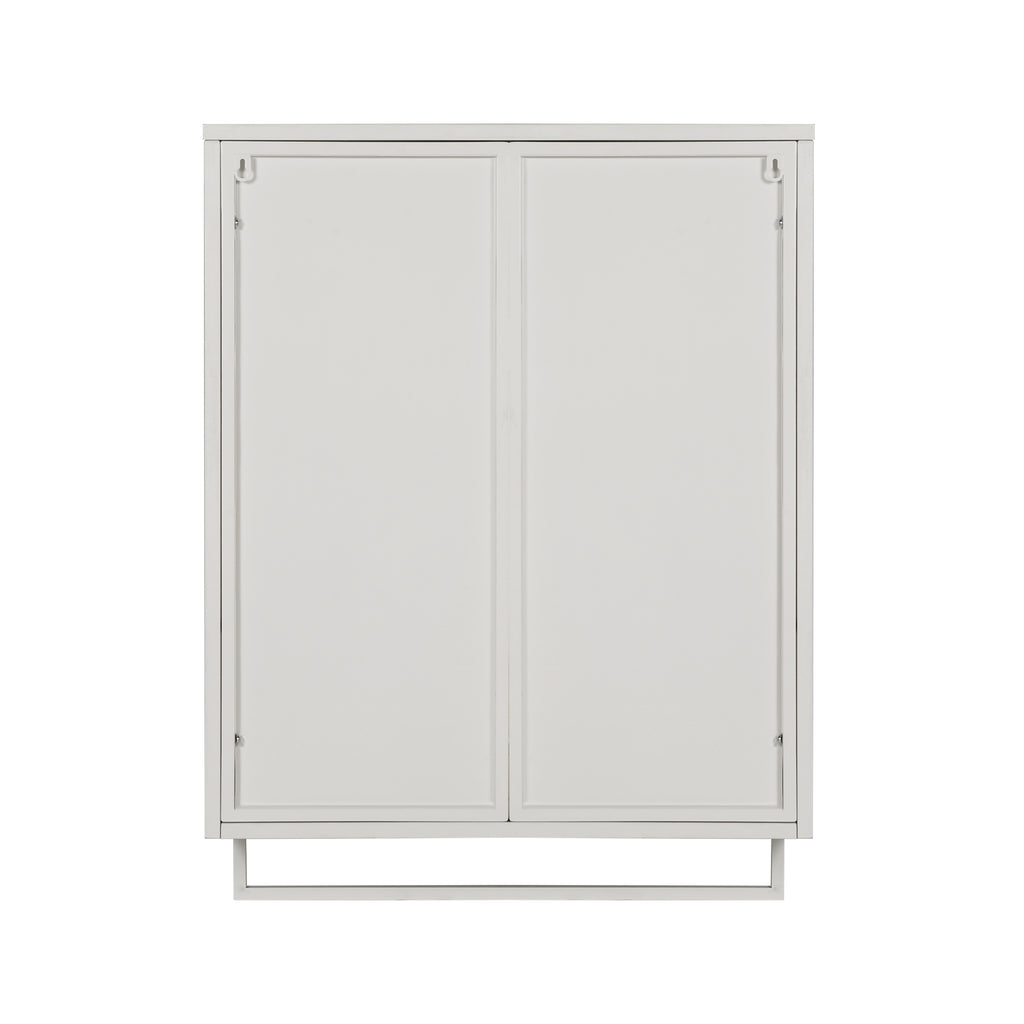 23.62'Glass Doors Modern Two-door Wall Cabinet with Featuring Two-tier Enclosed Storage, an Open Shelf, and Towel Rack, for Entryway Living Room Bathroom Dining Room - Grand Goldman Shop