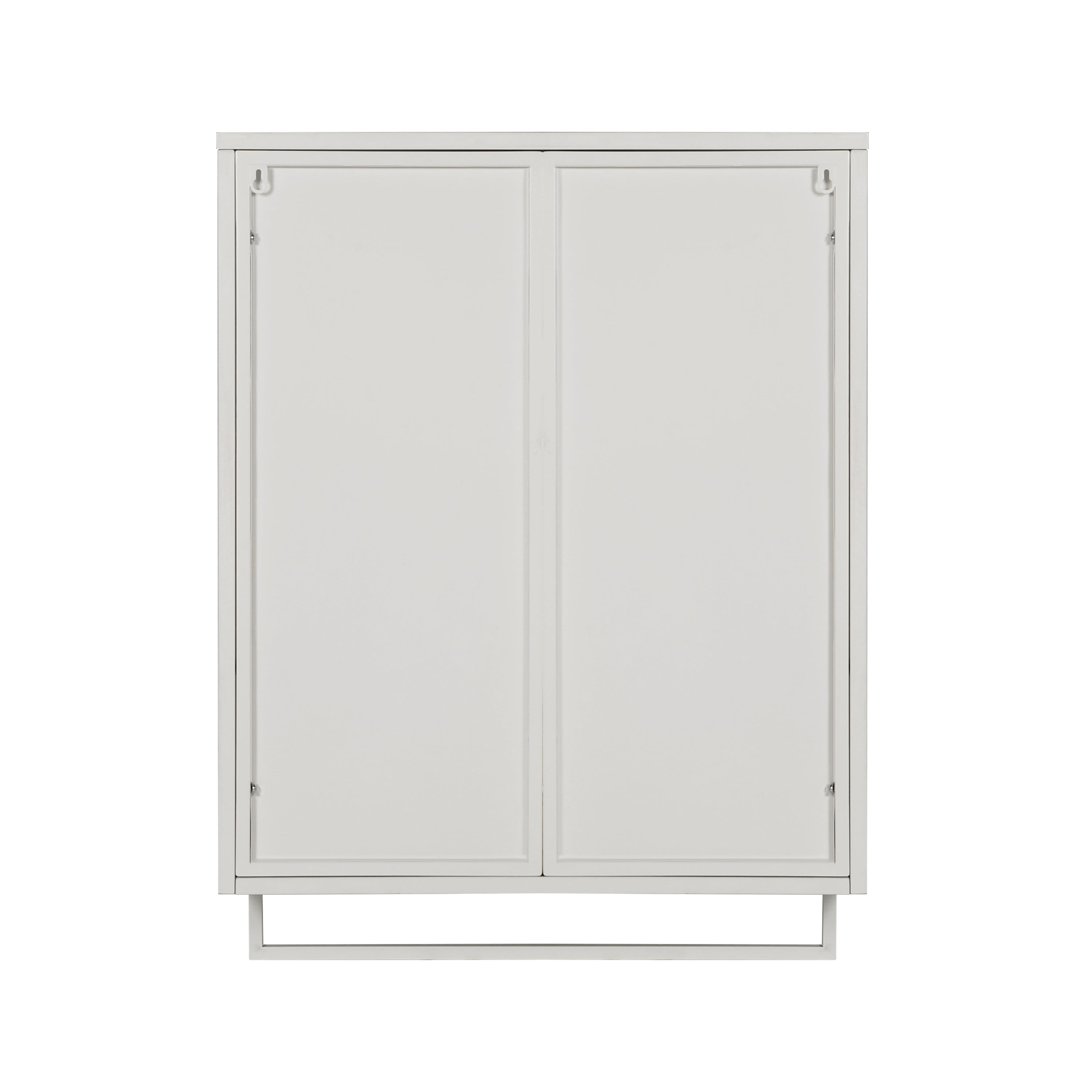 23.62'Glass Doors Modern Two-door Wall Cabinet with Featuring Two-tier Enclosed Storage, an Open Shelf, and Towel Rack, for Entryway Living Room Bathroom Dining Room - Grand Goldman Shop