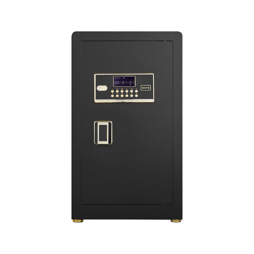 Security Electronic Steel Home Safe with Digital Lock, Removable Shelf, Mute Function, Black Metal Interior for Documents, Ca