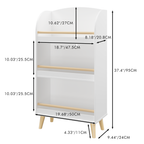 Kids Bookshelf 3-Tier White Book Organizer with Toy Storage, MDF and Pine Wood Legs - Grand Goldman
