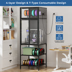Black 3D Printer Cabinet with Double-Layer Filament Storage, T-Shaped Filament Bar, Noise-Reducing and Dust-Proof Design for Studio or Office Use - Grand Goldman Shop