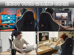 Gaming Chair with Footrest, Ergonomic Computer Chair with Headrest and Lumbar Support, Breathable Material Height Adjustable 