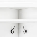 Minimalist Corner Hall Tree with Shoe Bench, Versatile Entryway Coat Rack with 4 Hooks, Corner Cabinet with Adjustable Shelf for Hallway, Living Room, White, 29.5''W*71.6''H (OLD SKU: N721P189665K) - Grand Goldman Shop