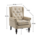 Modern Accent Chair Lounge Chair with Sturdy Wood Legs in Camel PU Leather for Living Room and Bedroom - Grand Goldman Shop