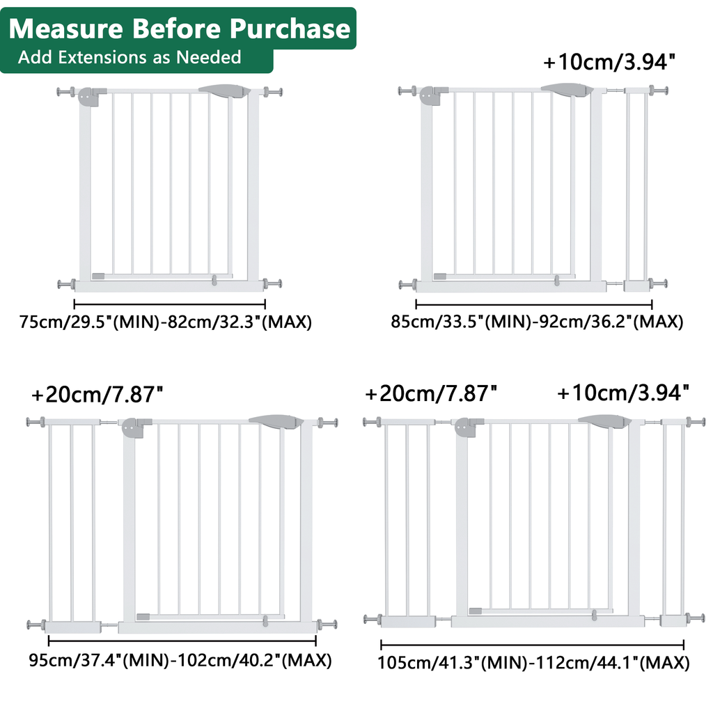 2 Pack 29.5-44.1' Wide Baby Gate for Stairs, Dog Gate Indoor for Doorways, No Drilling Pressure Mounted Pet Gates for Kids, E