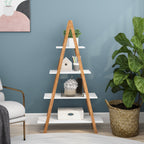 Solid bamboo wood oxford 'A' frame ladder display bookshelf - Grand Goldman Shop