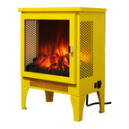 18 inch Freestanding Electric Fireplace Stove heater with 3D Flame effect,Lemon Yellow - Grand Goldman Shop