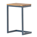 Medium C-shaped End Table with Iron Base and Fir Wood Top, Black - Grand Goldman Shop