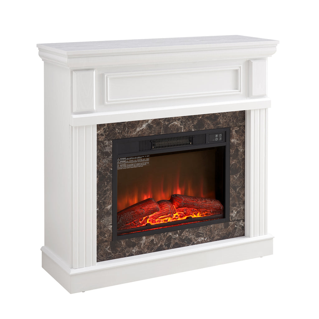 Electric Fireplace with Mantel,fireplace mantel surround with 23' Fireplace Insert, Adjustable Flame, Remote Control-White,41.34'W*14'D*40'H - Grand Goldman Shop