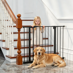 Black Pressure-Mounted Baby Gate for Stairs and Doorways, 29.5-44.1' Wide, Steel and ABS Construction, Easy Walk-Through Safe
