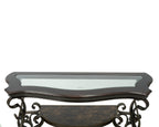 Sofa Table, Glass table top, MDF W/marble paper middle shelf, powder coat finish metal legs. (54'Lx20'Wx30'H) - Grand Goldman Shop