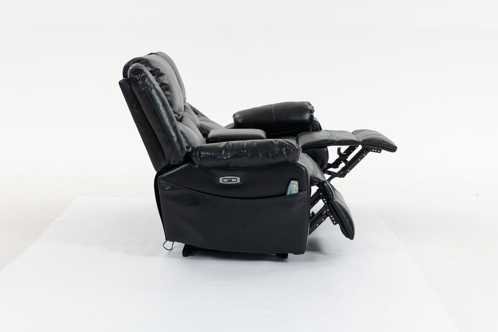 Artificial leather electric sofa bed, 2 lounge chairs, comfortable armrests and backrest lounge chairs, living room sofa set, with coffee table - Grand Goldman Shop
