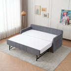 Twin Upholstered Daybed Frame with Trundle, Twin Size Sofa Bed for Bedroom Living Room Guest Room, Wood Slat Support,Grey - Grand Goldman Shop