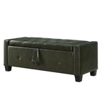 48' Ottoman Bench with Storage, Bench for Bedroom,Living Room,Hallway, Upholstered Tufted Faux Leather PU Ottoman Dark Green - Grand Goldman Shop