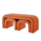 Set of 3 U-Shaped Modern Bench Teddy  Ottoman Bench for Entryway, Bedroom End of Bed, Set of 3 Small Sofa Footrest Extra Seating for Living Room, 44+18 Inch Bench Bench & Ottoman- Orange - Grand Goldman Shop