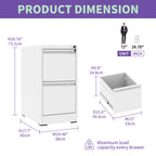 Steel 2 Drawer Vertical File Cabinet with Lock for A4 Legal/Letter Size in White | Premium Home Decor - Grand Goldman