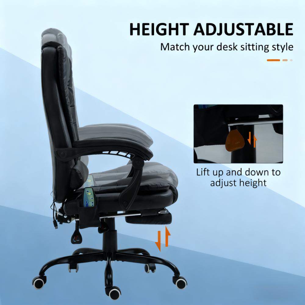 Massage Office Chair High Back Executive Recliner with Lumbar Support,Footrest,Reclining Back,Adjustable Heigh - Grand Goldma