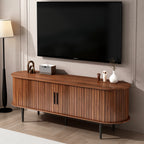 TV Stand, 55' Modern TV Console Table with Storage Compartment and Sliding Door, Gaming Entertainment Center with Cabinet for Living Room, Bedroom, Office (Walnut) - Grand Goldman Shop