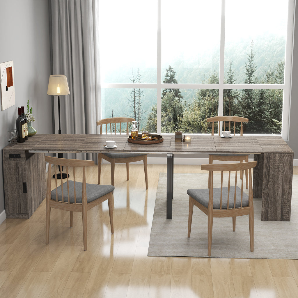 Modern Multifunctional Extendable Dining Table with Outlet, Space Saving Expanding Table with Storage for Party, Weddings, Meetings, Celebrations - Grand Goldman Shop