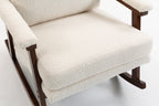 Mid Century Modern Accent Chair ,rocking chair with Wood Frame, Upholstered Living Room Chairs , Reading Armchair for Bedroom Sunroom - Grand Goldman Shop