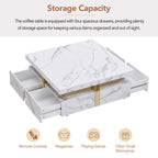 Modern White Square Storage Coffee Table with 4 Drawers - Grand Goldman Shop