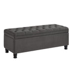 Upholstered tufted button storage bench ,Linen fabric entry bench with spindle wooden legs, Bed bench- Dark Gray - Grand Goldman Shop