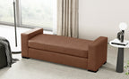 Stylish and Durable Brown Faux Leather Ottoman - Grand Goldman Shop