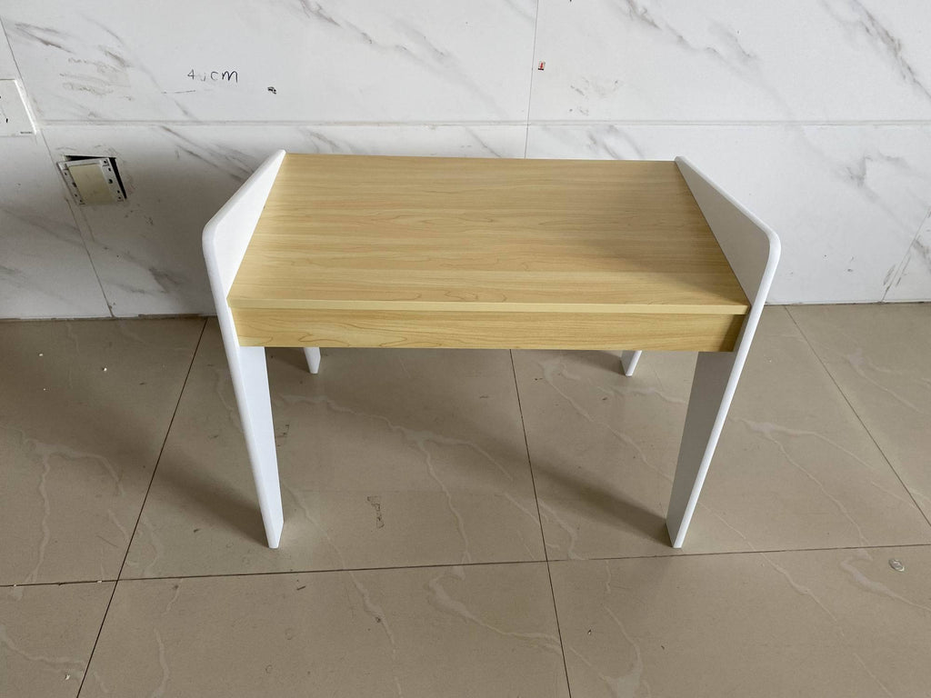 Kids Table Set with One Chair, Wooden Children Study Table, 2-8  Age Kids Funiture , White+Natural | Premium Home Decor - Gra