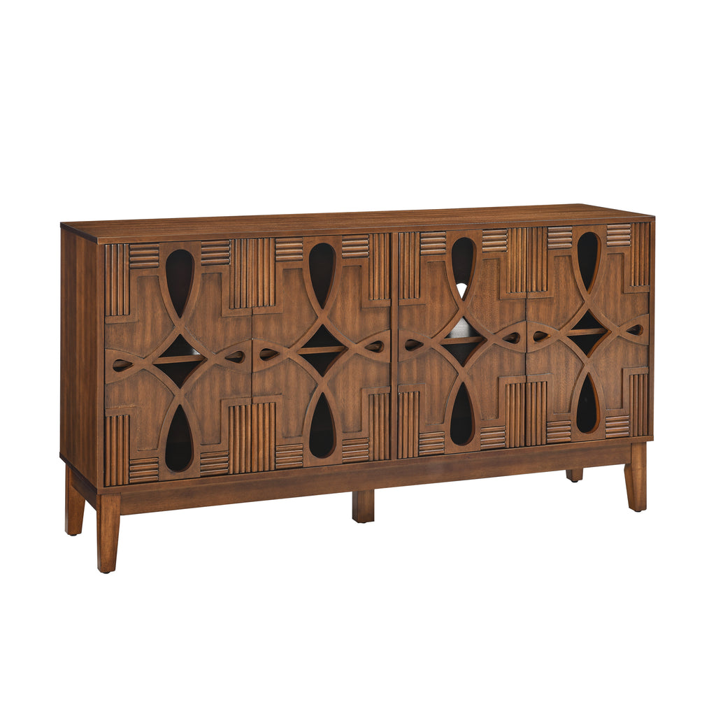 60.5' Mid Century Modern Sideboard Buffet Cabinet with Storage, TV Media Console Table, Storage Cabinet with 4 Doors & Adjustable Shelves for Kitchen Dining Living Room Entryway, Walnut - Grand Goldman Shop
