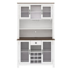 70.9' Kitchen Pantry Storage Cabinet Rustic Buffet Cabinet, Kitchen Hutch Cabinet with LED Outlets Food Pantry Cabinet with Doors and Shelves Wine Rack for Dining Room, White - Grand Goldman Shop