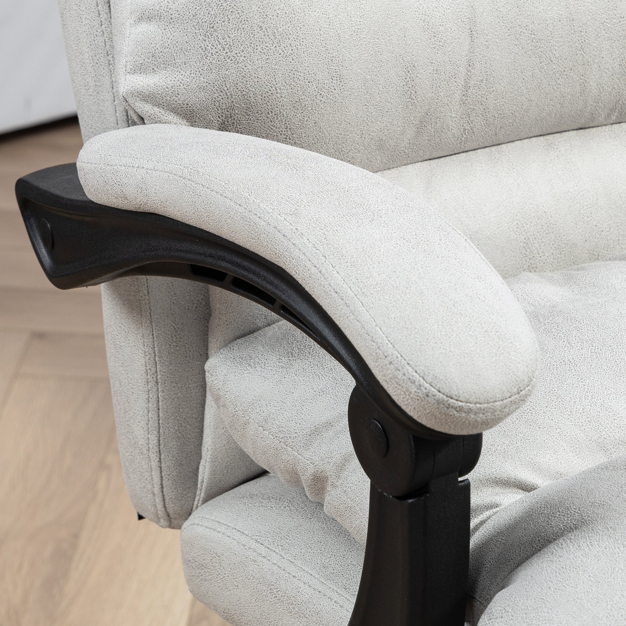 Microfibre Massage Office Chair, Heated Reclining Chair with Footrest,  Light Gray - Grand Goldman