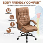 Executive Office Chair High Back PU Leather Desk Chair with Spring Seat Cushion, Ergonomic Swivel Computer Chair with Chrome 